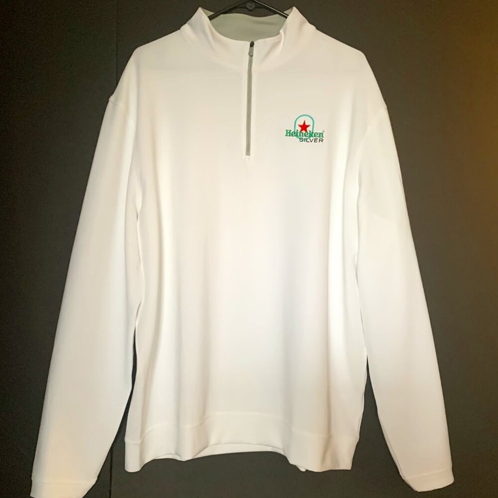 Columbia Men's Quarter Zip Long Sleeve Pullover White XL with Heineken logo